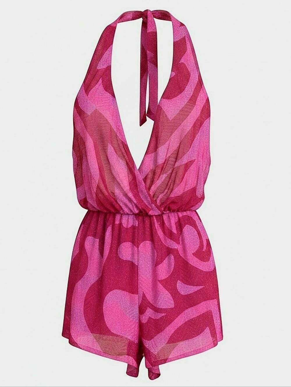 Missoni Mare Pink & Magenta Wave-Print Swim Romper Coverup Size 42 Medium